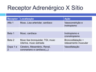 Receptor Adrenérgico X Sítio