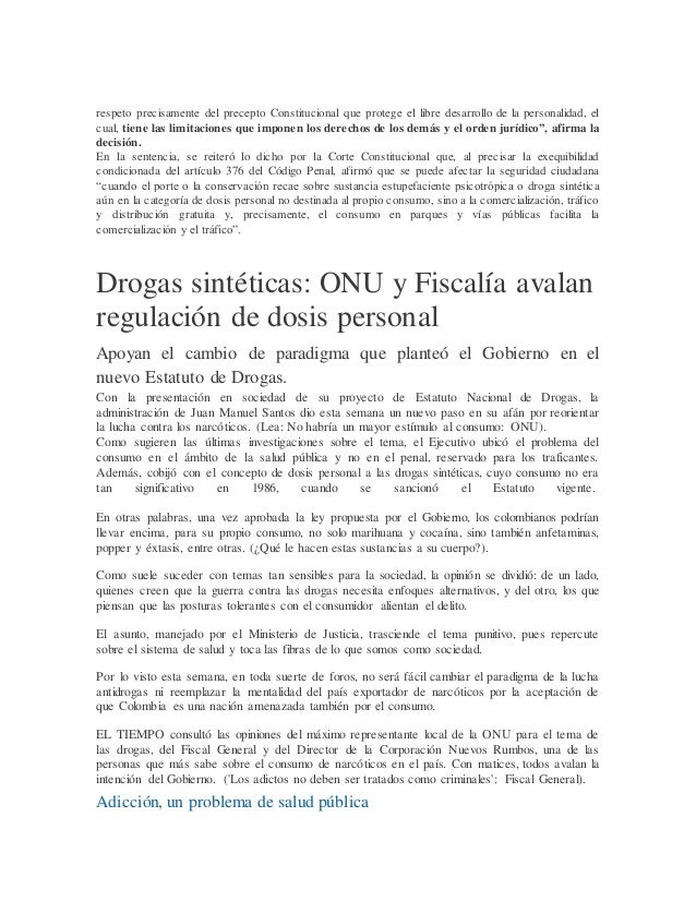 Drogas y dosis personal en colombia