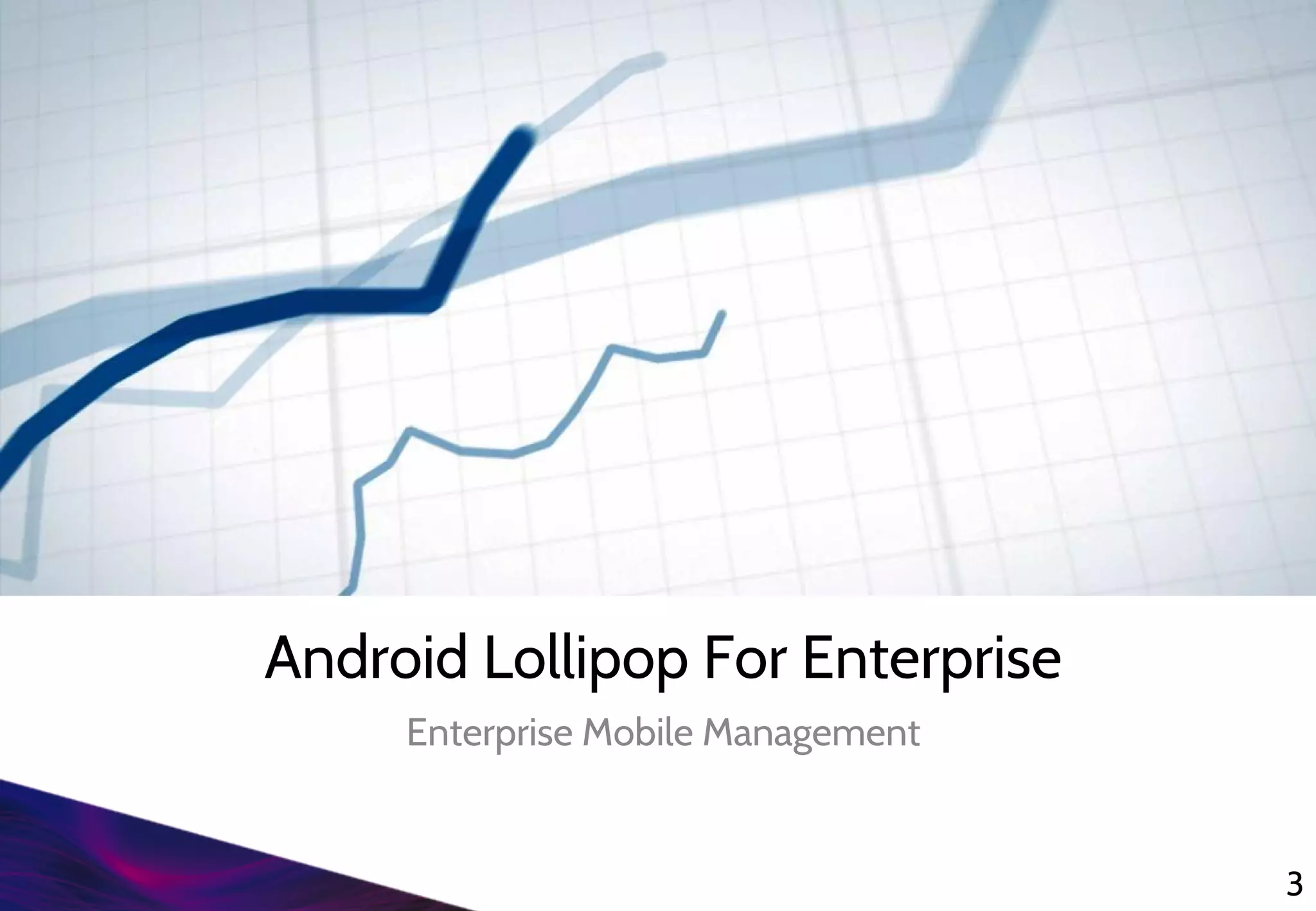 Android Lollipop For Enterprise
Enterprise Mobile Management
3
 