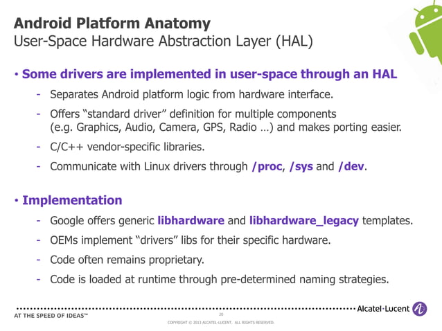 Droidcon 2013 France - Android Platform Anatomy | PPT
