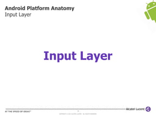 38
COPYRIGHT © 2013 ALCATEL-LUCENT. ALL RIGHTS RESERVED.
Android Platform Anatomy
Input Layer
Input Layer
 