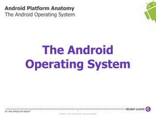 4
COPYRIGHT © 2013 ALCATEL-LUCENT. ALL RIGHTS RESERVED.
Android Platform Anatomy
The Android Operating System
The Android
Operating System
 