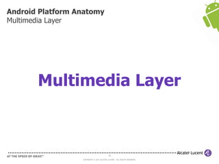 48
COPYRIGHT © 2013 ALCATEL-LUCENT. ALL RIGHTS RESERVED.
Android Platform Anatomy
Multimedia Layer
Multimedia Layer
 