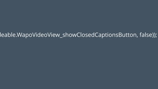 <module name=“MethodLength">
<property name="max" value=“60"/>
</module>
 
<module name=“LineLength">
<property name="max" value=“120"/>
</module> 
 
<module name=“CyclomaticComplexity">
<property name="max" value=“8"/>
</module>
…
leable.WapoVideoView_showClosedCaptionsButton, false));
 