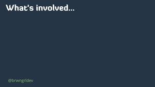 What’s involved…
@brwngrldev
 