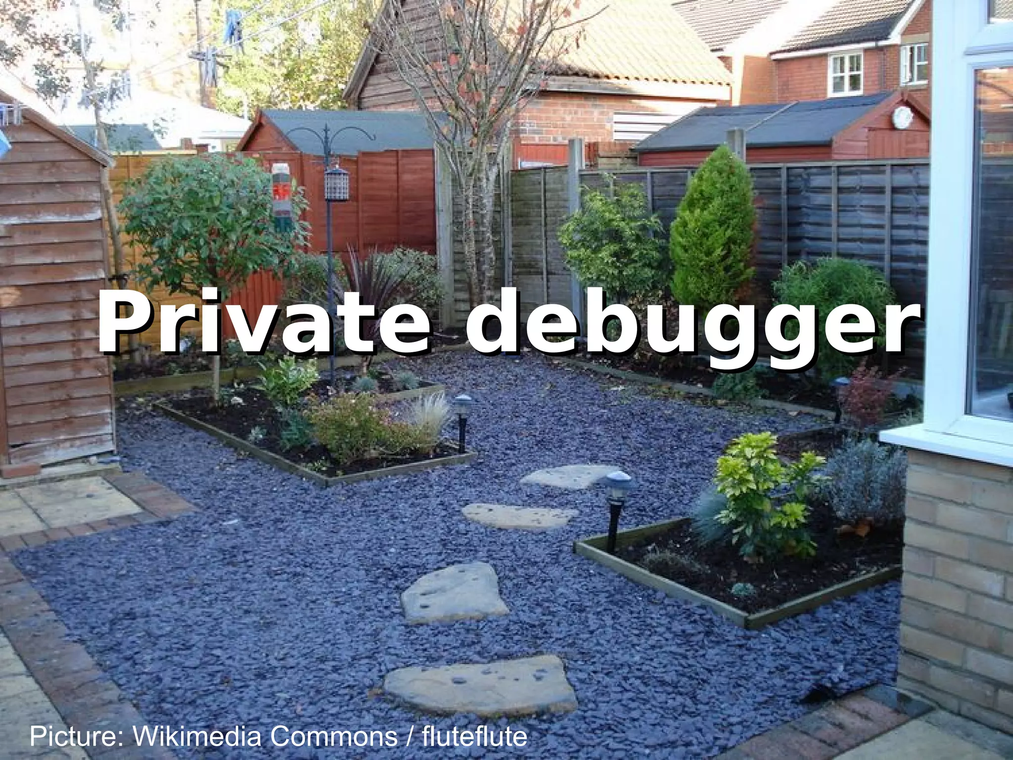 Private debuggerPrivate debugger
Picture: Wikimedia Commons / fluteflute
 