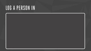 LOG A PERSON IN 
Lorem ipsum dolor sit amet, consectetur adipiscing elit. Nam urna nisi, 
posuere in magna eget, aliquet luctus eros. Nam metus nisi, tincidunt 
ac tempor vitae, commodo a nisi. Morbi tincidunt felis lacus, nec 
congue tortor consectetur id. Lorem ipsum dolor sit amet, 
consectetur adipiscing elit. Sed semper dapibus eleifend. 
 