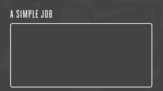 A SIMPLE JOB 
Lorem ipsum dolor sit amet, consectetur adipiscing elit. Nam urna nisi, 
posuere in magna eget, aliquet luctus eros. Nam metus nisi, tincidunt 
ac tempor vitae, commodo a nisi. Morbi tincidunt felis lacus, nec 
congue tortor consectetur id. Lorem ipsum dolor sit amet, 
consectetur adipiscing elit. Sed semper dapibus eleifend. 
 