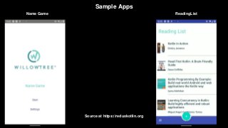 Sample Apps
Source at https://reduxkotlin.org
Name Game ReadingList
 