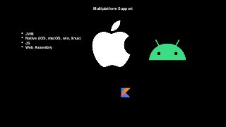 Multiplatform Support
• JVM
• Native (iOS, macOS, win, linux)
• JS
• Web Assembly
 