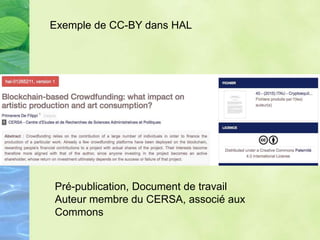 Pré-publication, Document de travail
Auteur membre du CERSA, associé aux
Commons
Exemple de CC-BY dans HAL
 