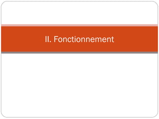 II. Fonctionnement
 
