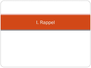 I. Rappel
 