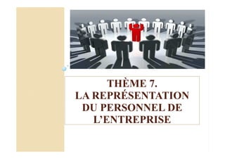 THÈME 7.
LA REPRÉSENTATION
DU PERSONNEL DE
L’ENTREPRISE
 