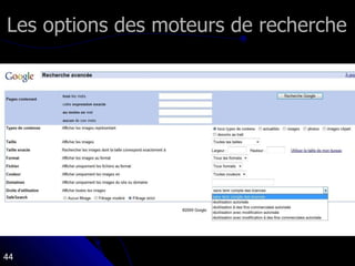 Les options des moteurs de recherche 