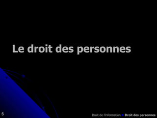 Le droit des personnes Droit de l’information     Droit des personnes 