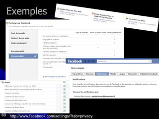 Exemples  http://www.facebook.com/settings/?tab=privacy 