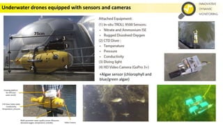 Underwater drones equipped with sensors and cameras
+Algae sensor (chlorophyll and
blue/green algae)
 