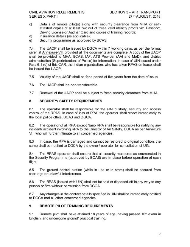 Govt Drone policy Aug 28, 2018