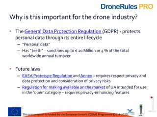 Why is this important for the drone industry?
• The General Data Protection Regulation (GDPR) - protects
personal data thr...