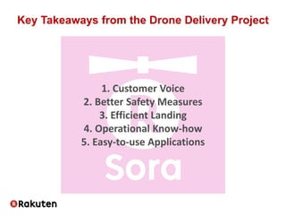 Key Takeaways from the Drone Delivery Project
1. Customer Voice
2. Better Safety Measures
3. Efficient Landing
4. Operational Know-how
5. Easy-to-use Applications
 