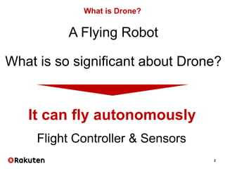 2
What is so significant about Drone?
It can fly autonomously
Flight Controller & Sensors
What is Drone?
A Flying Robot
 