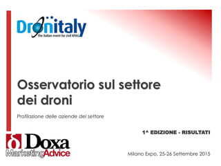 Osservatorio sul settore
dei droni
Profilazione delle aziende del settore
1^ EDIZIONE - RISULTATI
Milano Expo, 25-26 Settembre 2015
 