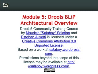 Module 5: Drools BLiP
 Architectural Overview
 Drools5 Community Training Course
  by Mauricio "Salaboy" Salatino and
  Es...