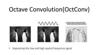 • Separating the low and high spatial frequency signal
Octave Convolution(OctConv)
 