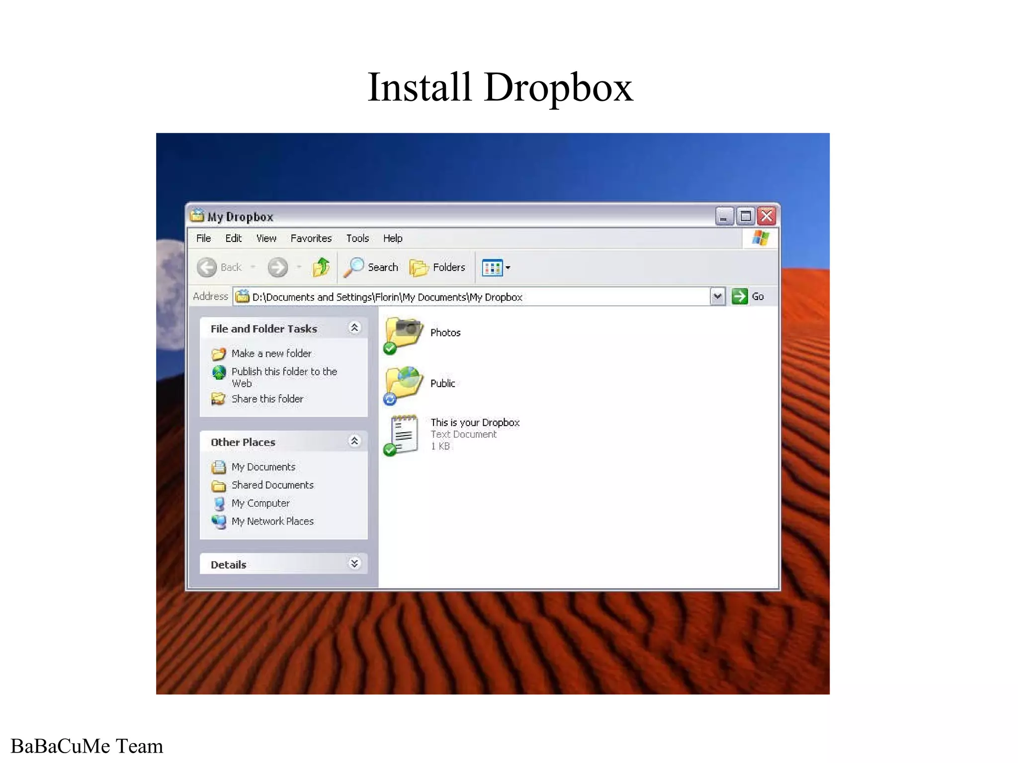 BaBaCuMe Team Install Dropbox 
