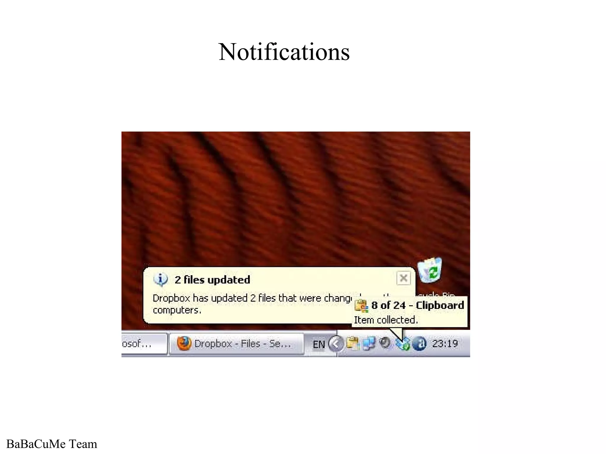 BaBaCuMe Team Notifications 