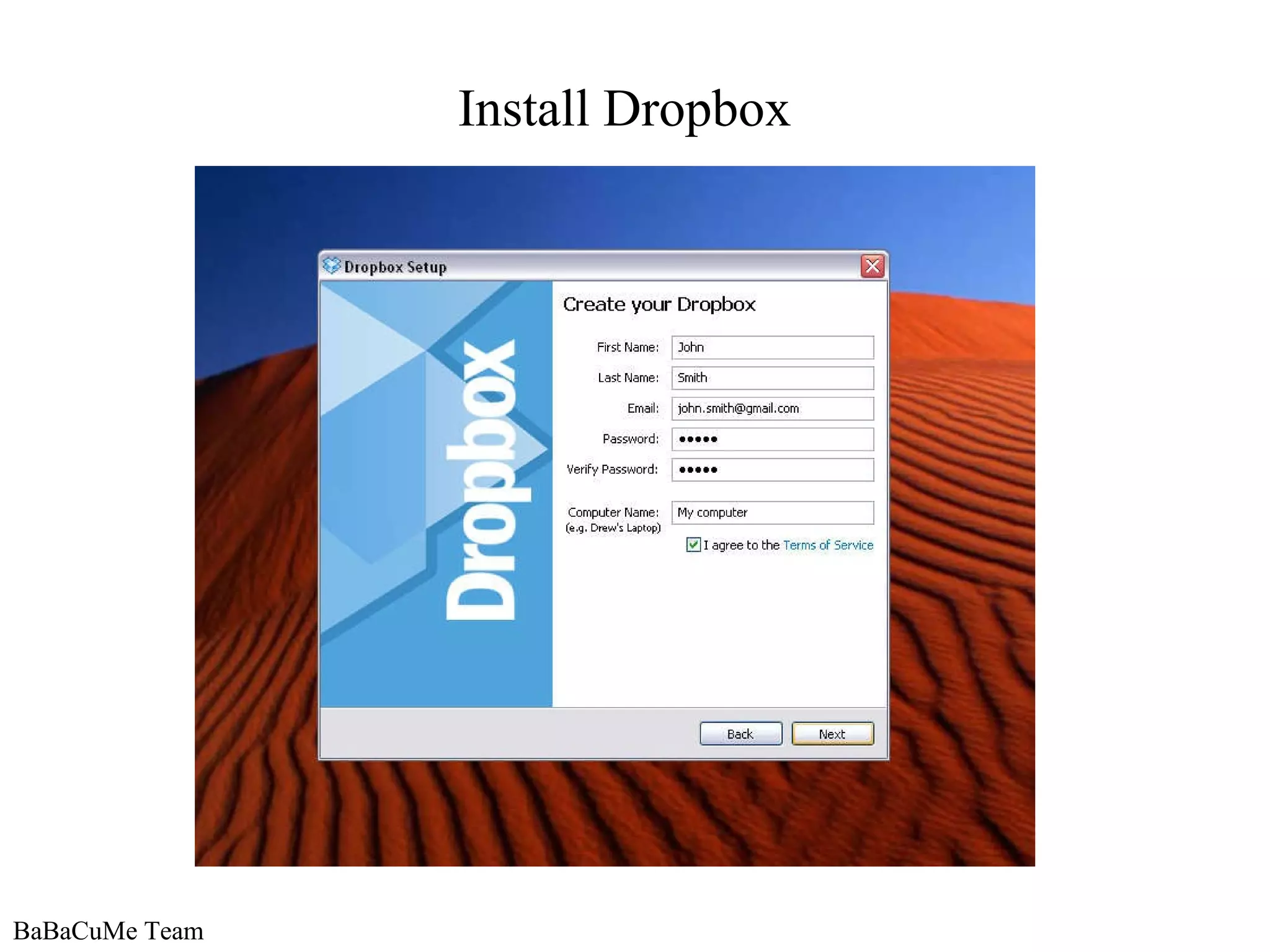 BaBaCuMe Team Install Dropbox 