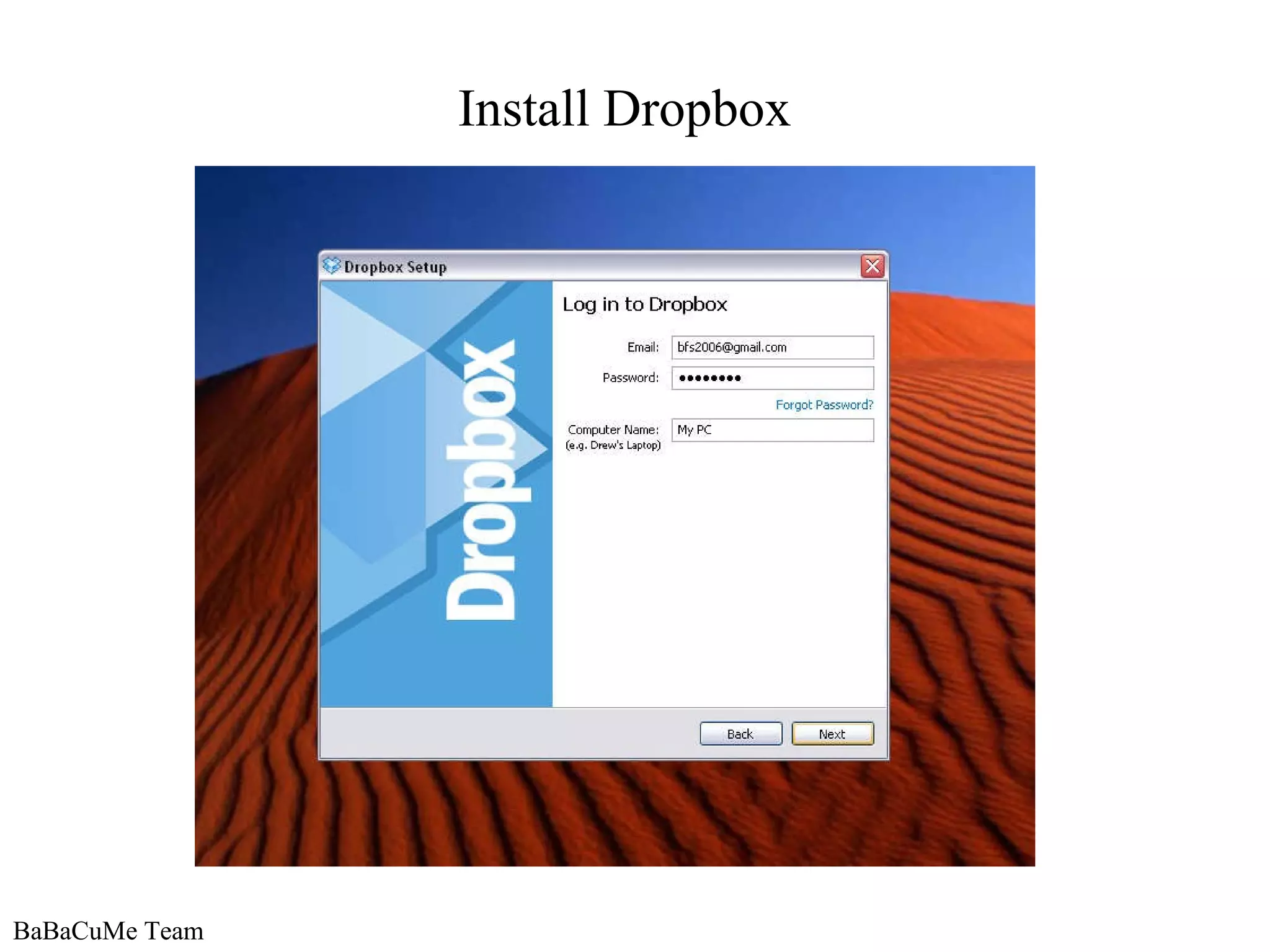 BaBaCuMe Team Install Dropbox 