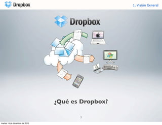 1. Visión General




                                 ¿Qué es Dropbox?

                                        3

martes 14 de diciembre de 2010
 