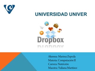 Universidad Univer Alumna: MarissaZepeda  Materia: Computación II Carrera: Nutrición Maestra: Yuliana Martínez 