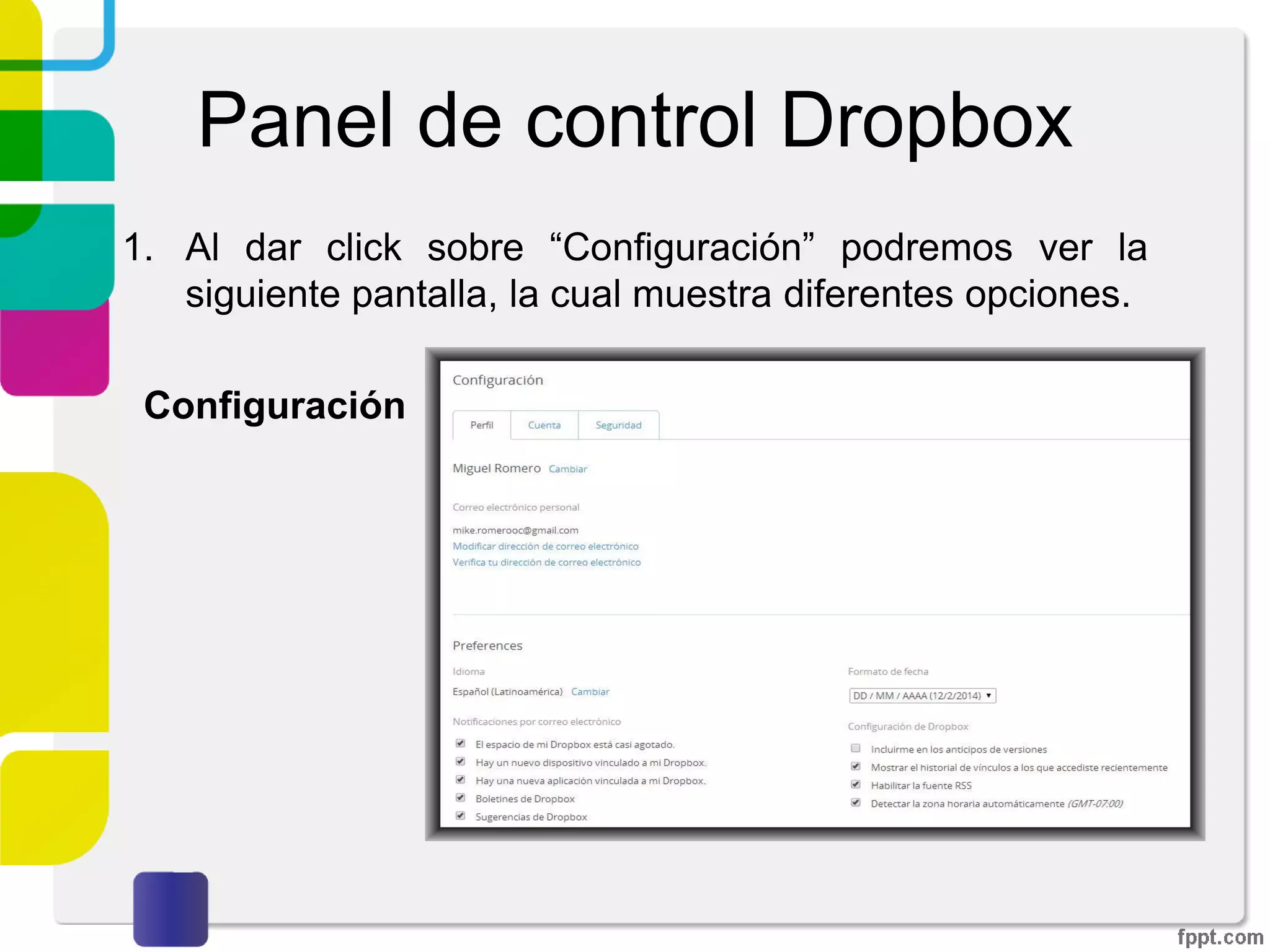 Dropbox desde la WEB
 