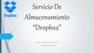 Servicio De
Almacenamiento
“Dropbox”
Alumnos: Citlali Elizabeth Álvarez Rosas
Miguel Ángel Vega López
 