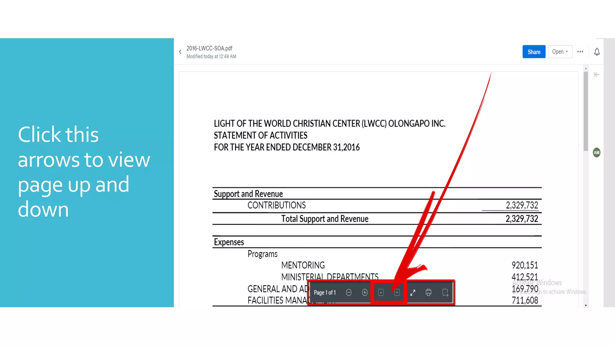 Click this
arrows to view
page up and
down
 