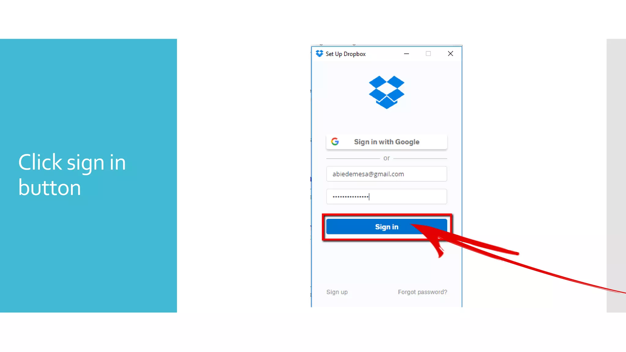 Click sign in
button
 