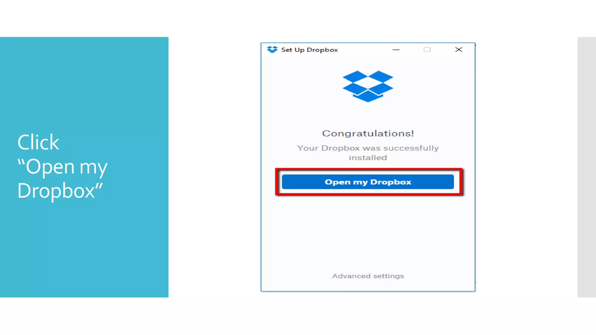 Click
“Open my
Dropbox”
 