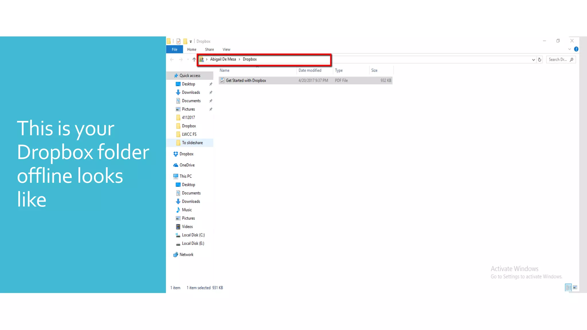 This is your
Dropbox folder
offline looks
like
 
