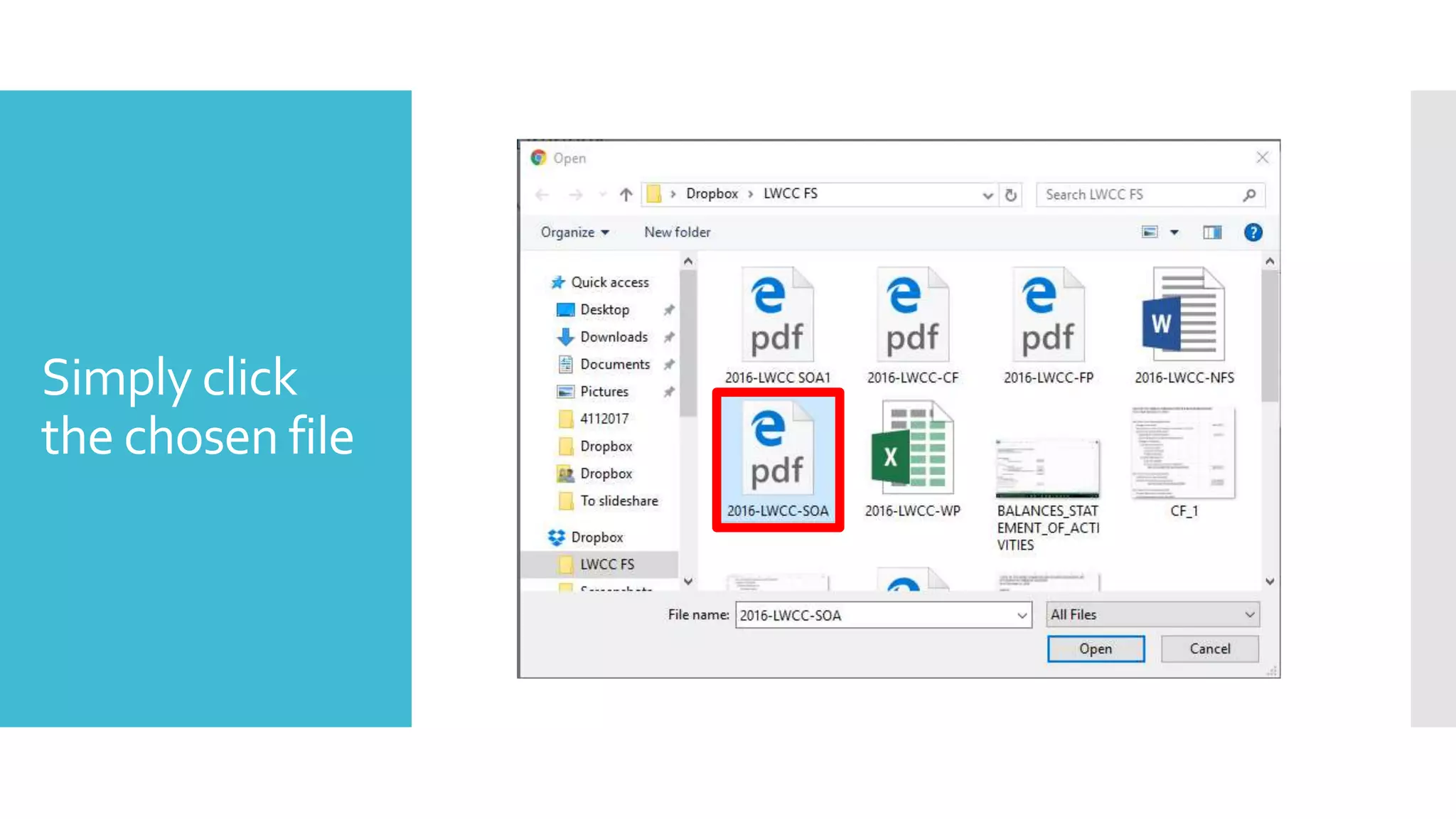Simply click
the chosen file
 