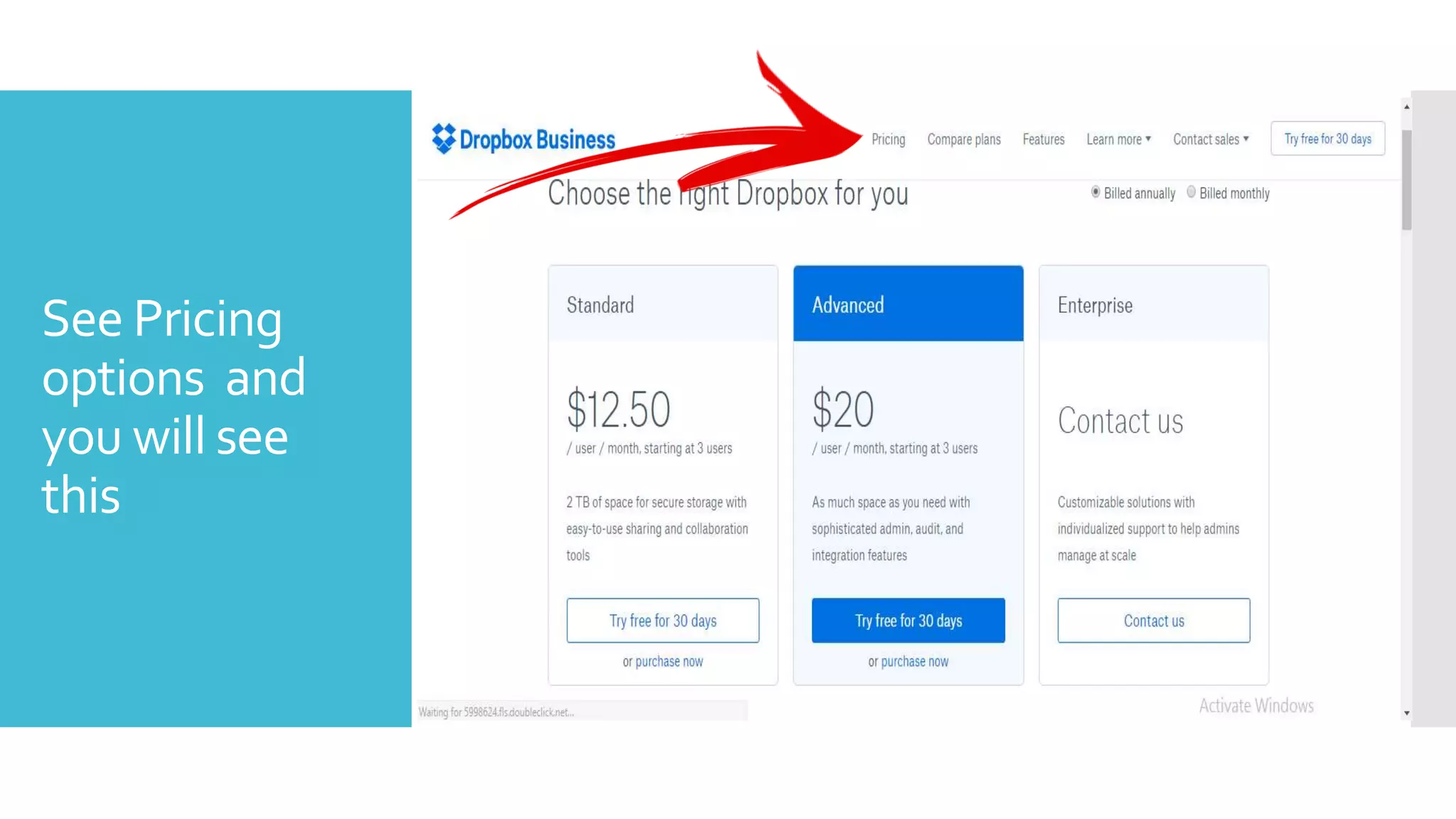 See Pricing
options and
you will see
this
 