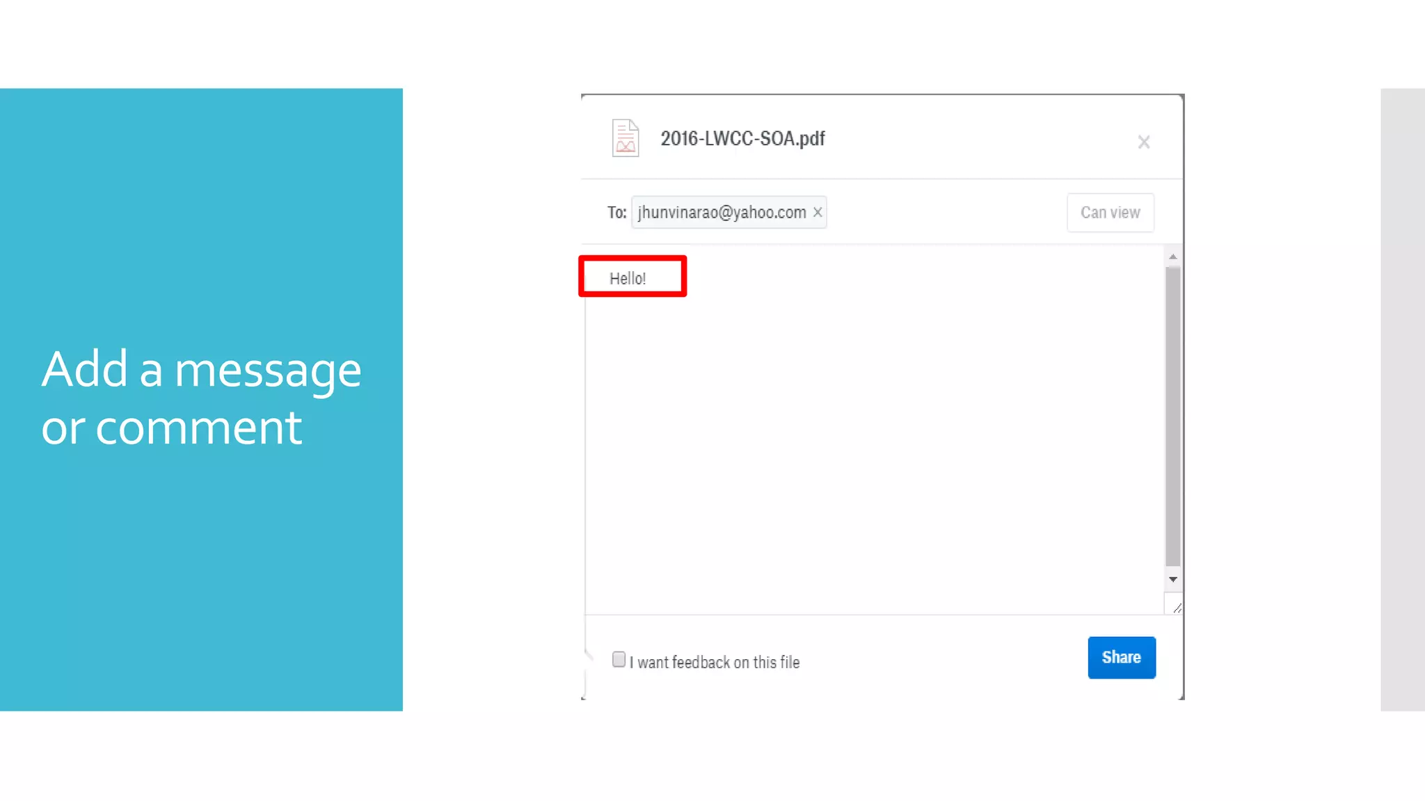 Add a message
or comment
 