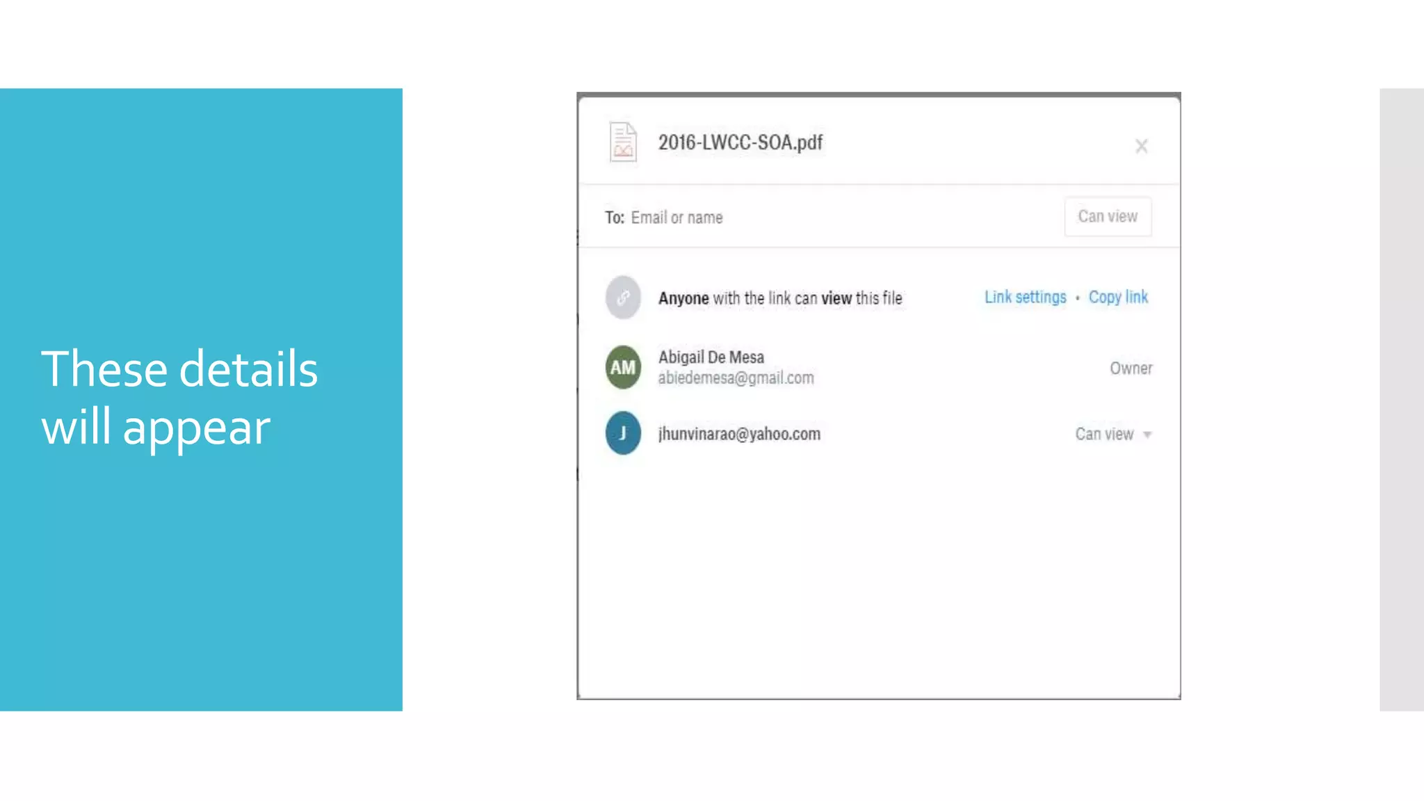 These details
will appear
 