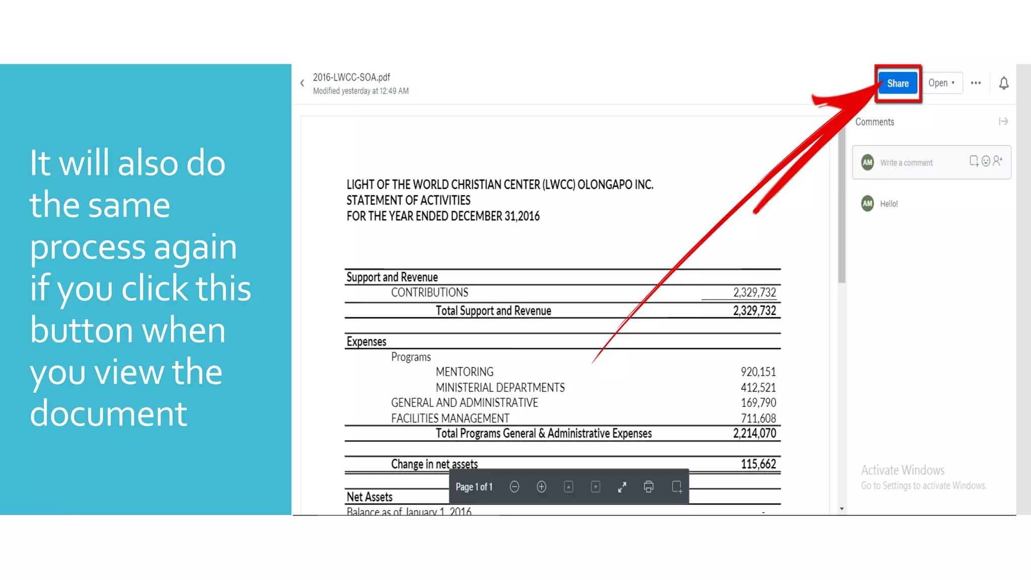 It will also do
the same
process again
if you click this
button when
you view the
document
 