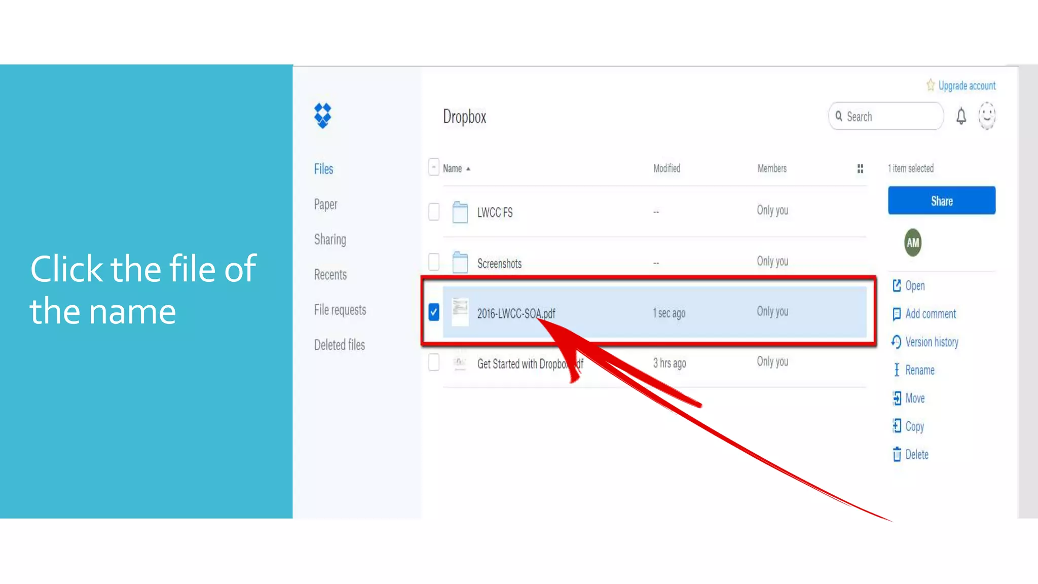 Click the file of
the name
 