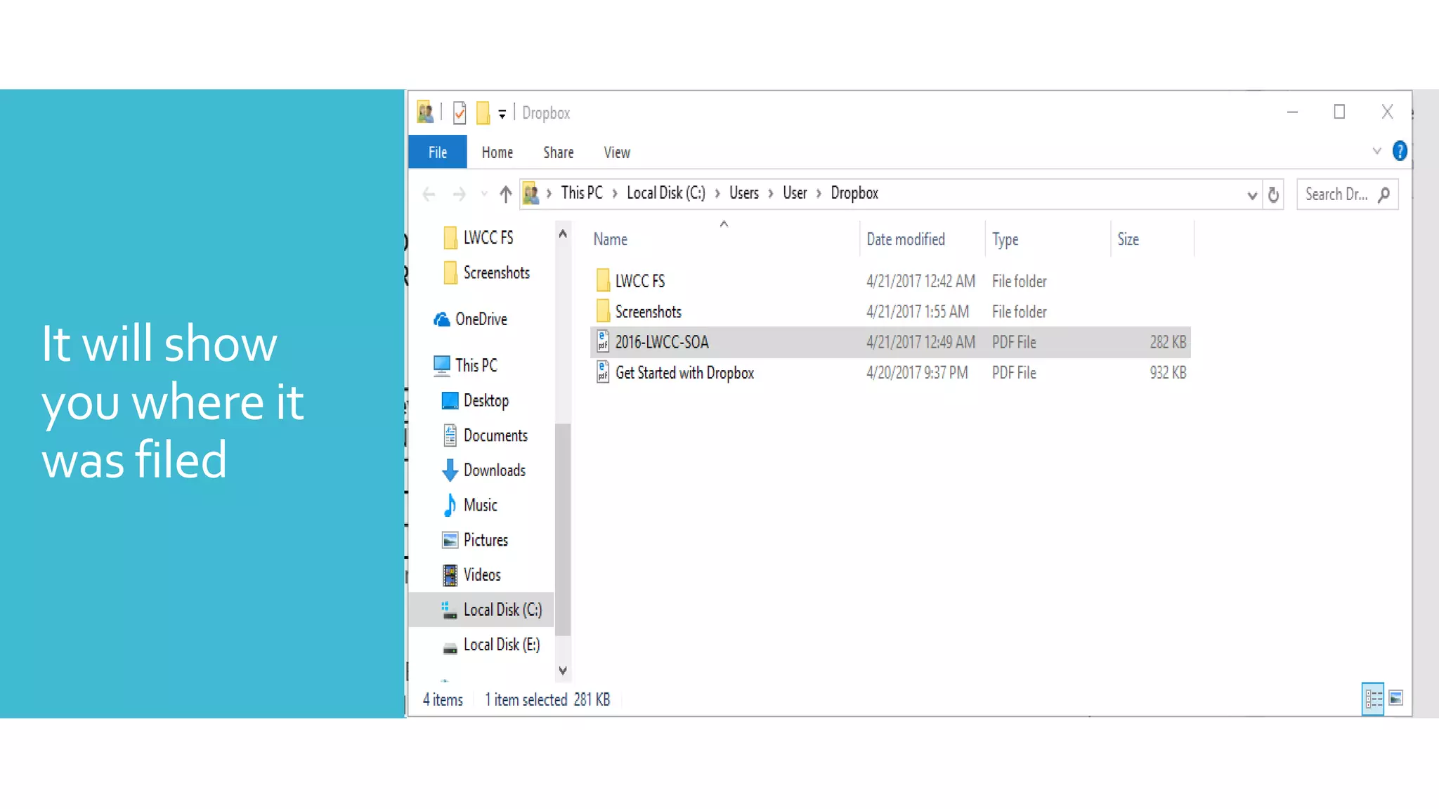 It will show
you where it
was filed
 