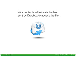 www.aprilsantos.com Making Your Virtual Presence Matter
Your contacts will receive the link
sent by Dropbox to access the ﬁle.
 