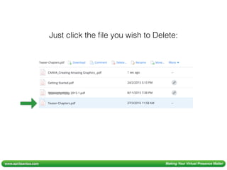 www.aprilsantos.com Making Your Virtual Presence Matter
Just click the ﬁle you wish to Delete:
 